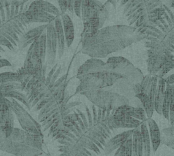 Non-woven wallpaper leaves green black 37396-3