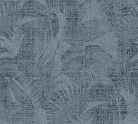 Non-woven wallpaper leaves blue black 37396-5