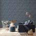 Non-woven wallpaper leaves blue black 37396-5 4