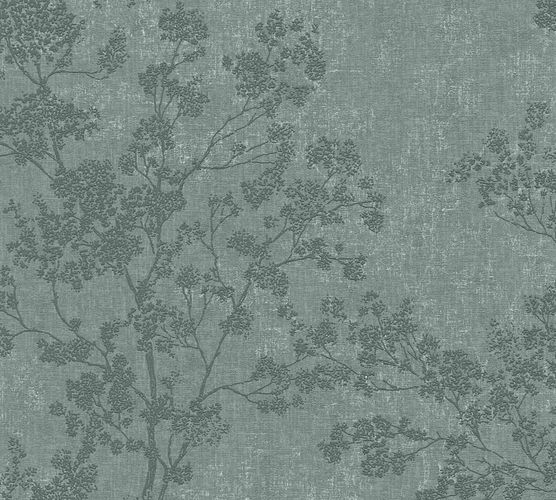Non-woven wallpaper blossom twigs green cream 37397-3