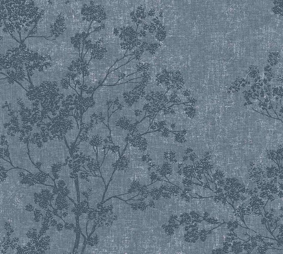 Non-woven wallpaper blossom twigs blue cream 37397-4