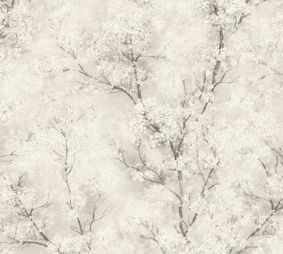 Non-woven wallpaper blossom tendrils cream white 37420-2