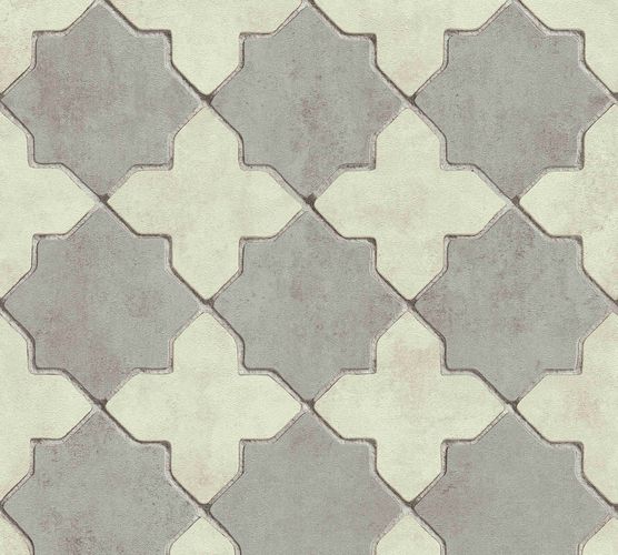 Non-woven wallpaper tile look cream grey 37421-5