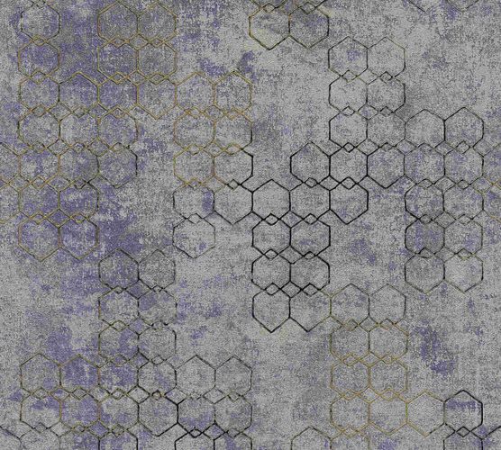 Non-woven wallpaper graphic bluegrey gold glossy 37424-5