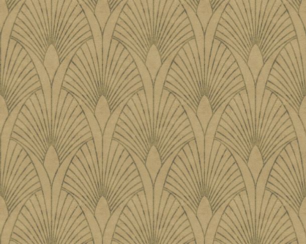 Non-woven wallpaper art deco sandbeige grey 37427-2