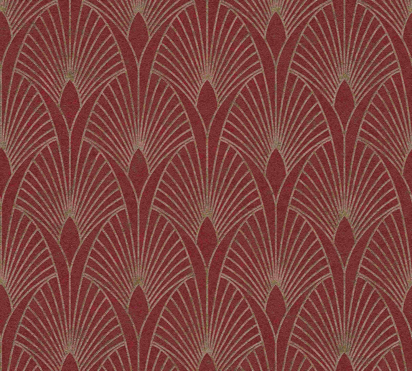 Non-woven wallpaper art deco red gold metallic 37427-4