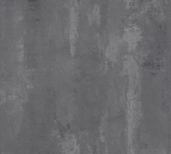 Non-woven wallpaper plain mottled dark grey 37412-3