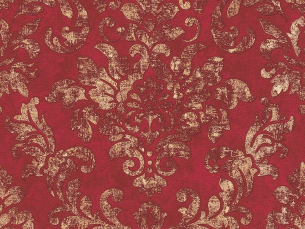 Non-woven wallpaper baroque red brown gold 37413-1