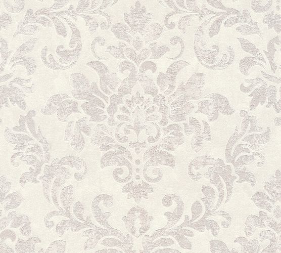 Non-woven wallpaper baroque white-grey rose 37413-3