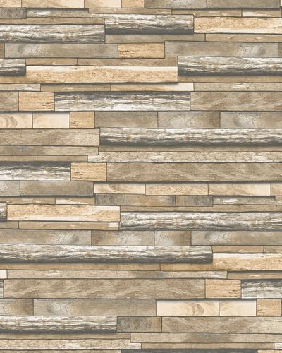 Non-woven Wallpaper Wood Design light brown beige 31731