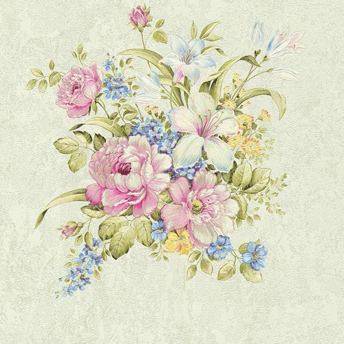 Non-woven wallpaper flower bouquet greengrey 37225-5