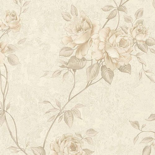 Non-woven wallpaper rosebuds cream taupe 37226-3