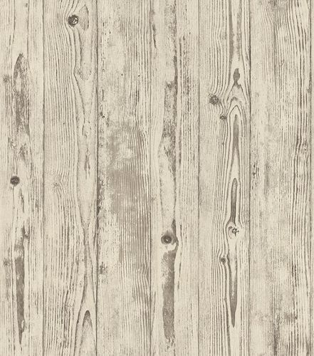 Non-woven wallpaper wooden planks brown-beige 427318