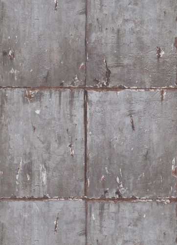 Non-woven wallpaper industrial wall grey 10084-10