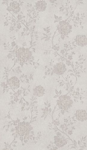 Non-Woven Wallpaper Flowers grey beige Metallic 298917