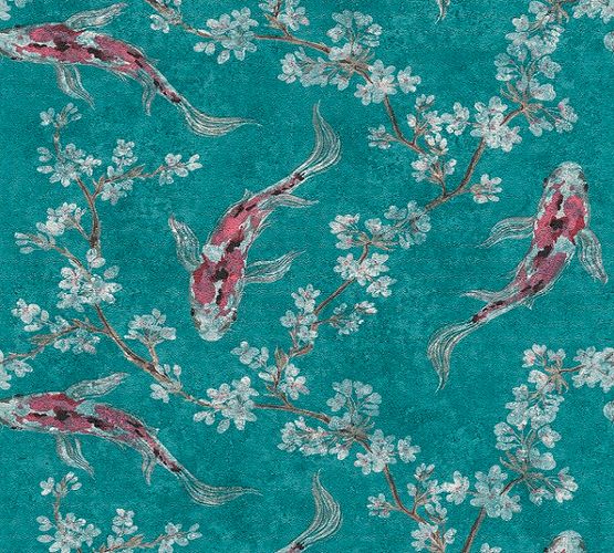 non-woven wallpaper fish and tendrils Asian Fusion AS Creation