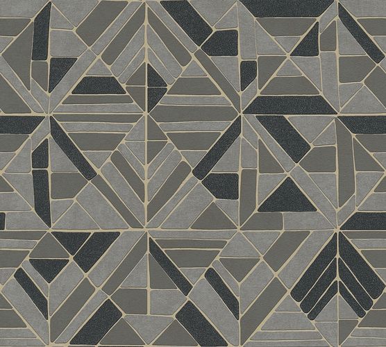 Non-woven wallpaper graphical forms gold grey 37481-4