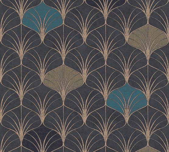 Non-woven wallpaper art deco design black 37483-3