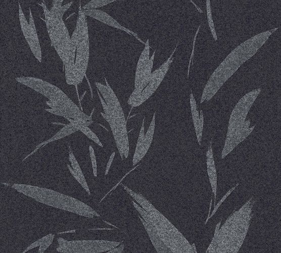 Wallpaper non-woven leaves black silver 37549-2 | 375492