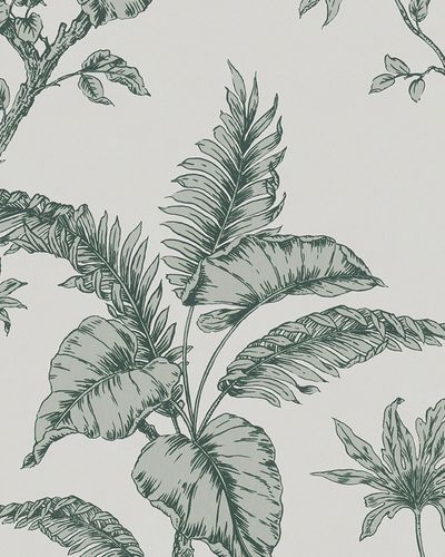 Non-woven wallpaper botanical grey green 31846