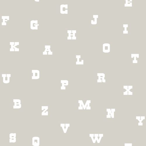 Non-woven wallpaper letters greige white 072103