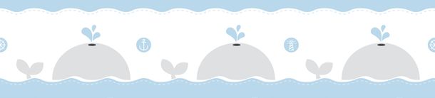 Kids self-adhesive border whales white blue grey 102431