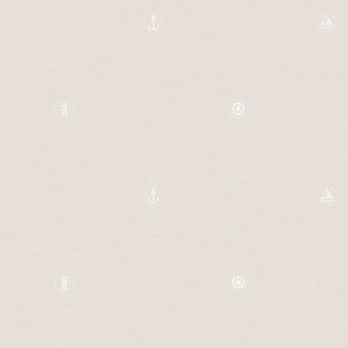 Kids paper wallpaper maritime light brown white 102263