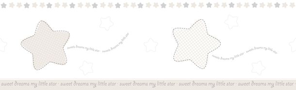 Kids self-adhesive border star white light brown 102443