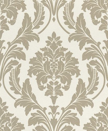 Non-Woven Wallpaper Baroque white gold Glitter 541632