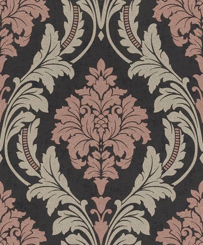 Non-Woven Wallpaper Baroque black beige Glitter 541656