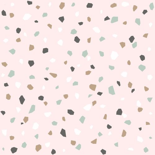 Kidsroom Non-Woven Wallpaper terrazzo rose green 139035