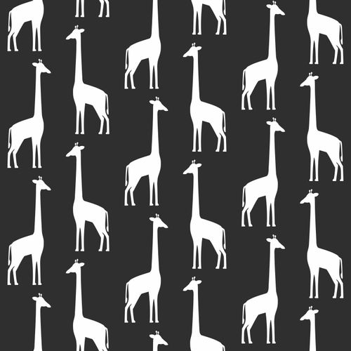 Kidsroom Non-Woven Wallpaper giraffes black white 139062