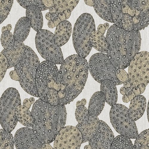 Non-woven wallpaper cacti greige 111057