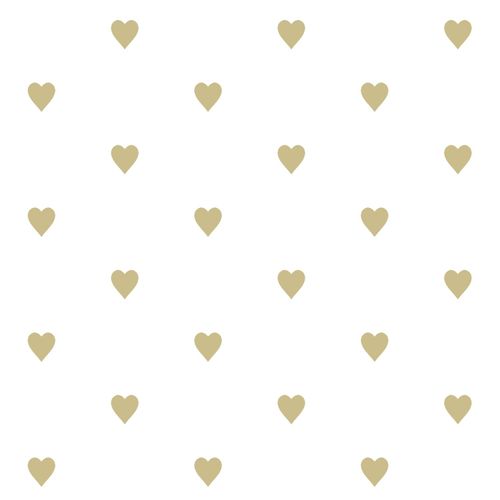 Kids non-woven wallpaper hearts white gold glossy 347679