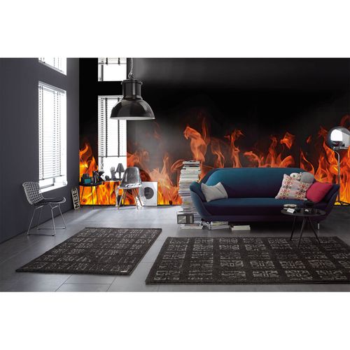 Photo Non-Woven Wallpaper Flames Fire red yellow black