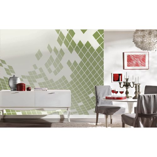 Photo Non-Woven Wallpaper Rectangles Graphic green