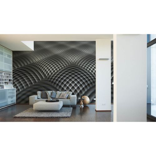 Photo Non-Woven Wallpaper 3D Squares black white