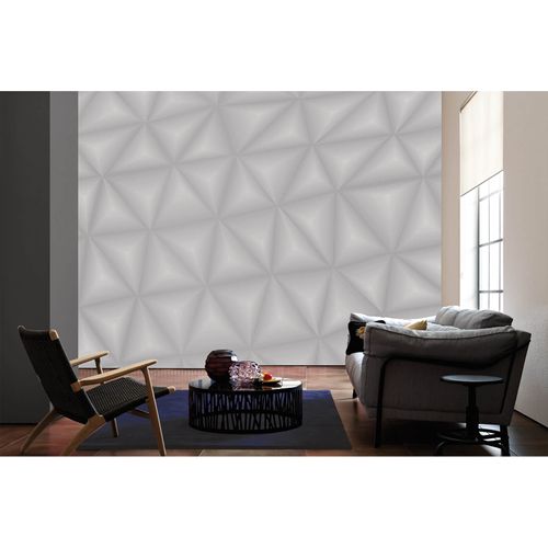 Photo Non-Woven Wallpaper 3D Triangle Graphic grey white