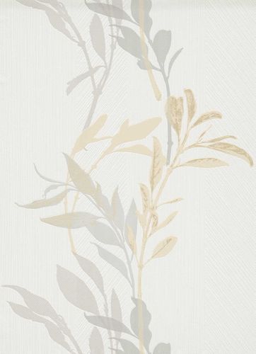 Non-woven wallpaper floral branch white grey 10138-31