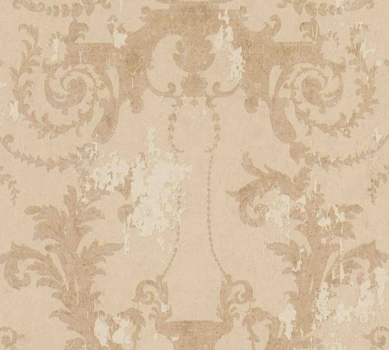 Non-woven wallpaper baroque beige gold 37648-3