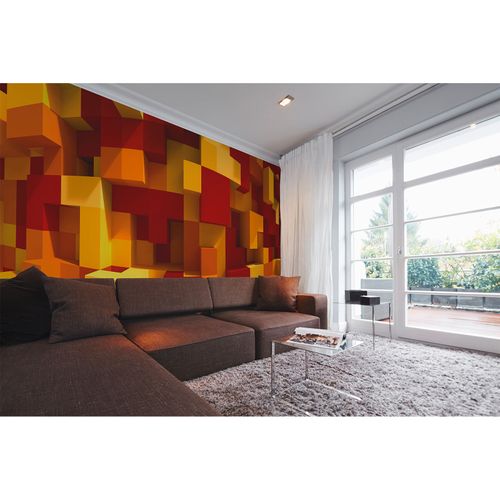 Photo Wallpaper 3D Cubes yellow orange DD108905