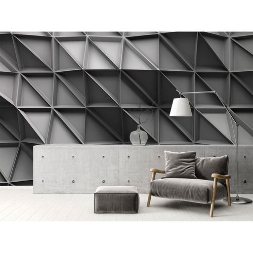 Photo Wallpaper 3D Triangles grey black DD108875