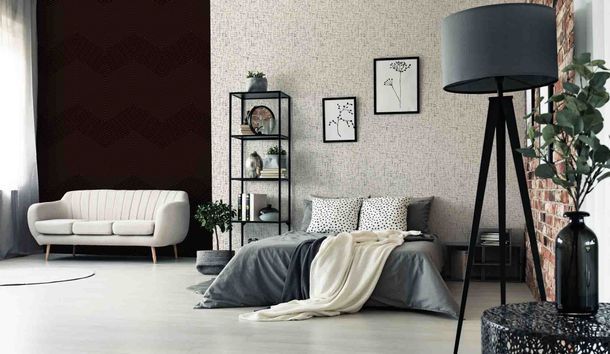 Non-woven wallpaper geometrical black bronze 37522-6