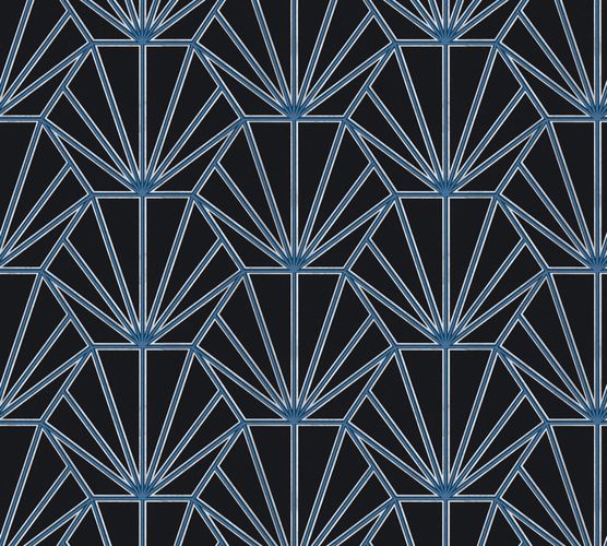 Non-woven wallpaper ornaments black blue white 37528-2