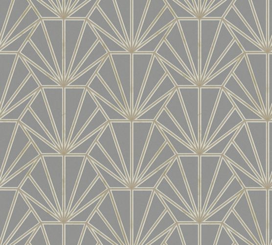 Non-woven wallpaper ornaments grey gold white 37528-5