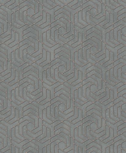 Non-Woven Wallpaper 3D Graphic metallic grey pink 32609