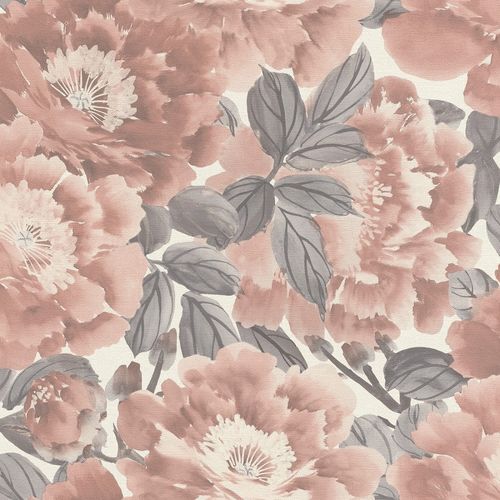 Non-Woven Wallpaper Rasch Flowers old-pink grey 408331