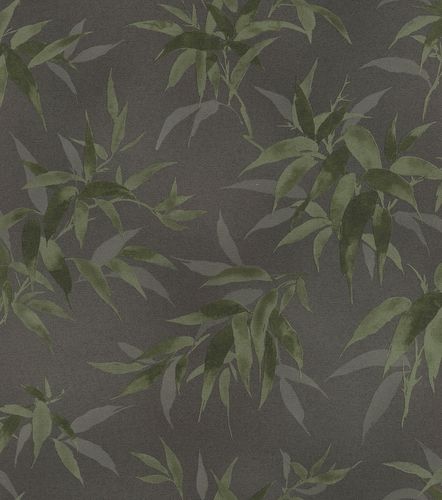 Non-Woven Wallpaper Rasch Bamboo Leaves black 409772