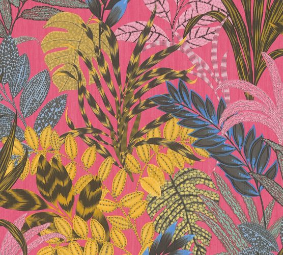 Non-Woven Wallpaper Floral Leaves pink colourful 37860-2