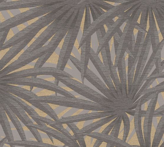 Non-Woven Wallpaper Palm grey gold Metallic 37861-1